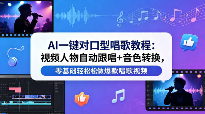 AI一键对口型唱歌教程：视频人物自动跟唱+音色转换，零基础轻松做爆款唱歌视频-聚合项目网