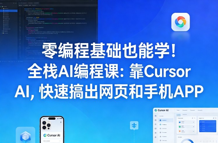零编程基础也能学！全栈AI编程课：靠Cursor AI，快速搞出网页和手机APP-聚合项目网