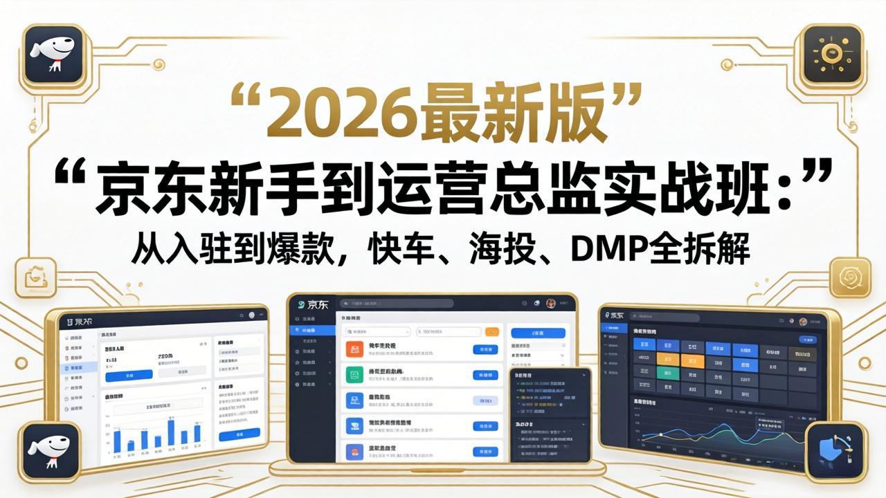 京东新手到运营总监实战班：从入驻到爆款，快车、海投、DMP全拆解，2026最新版-聚合项目网