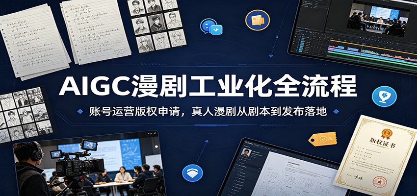 AIGC漫剧工业化全流程:账号运营版权申请,真人漫剧从剧本到发布落地-聚合项目网