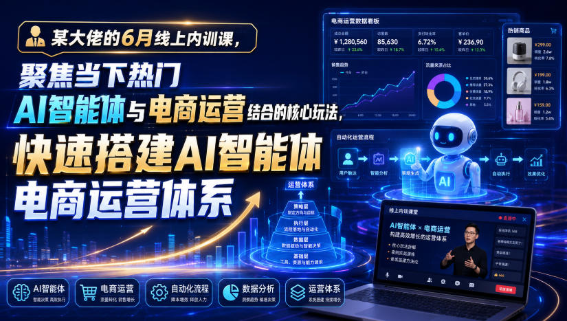 某大佬的6月线上内训课，聚焦当下热门AI智能体与电商运营结合的核心玩法，快速搭建AI智能体电商运营体系-聚合项目网