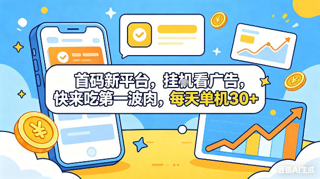 首码新平台，挂G自动看广告，快来吃第一波肉，每天单机30+，可矩阵放大【揭秘】-聚合项目网