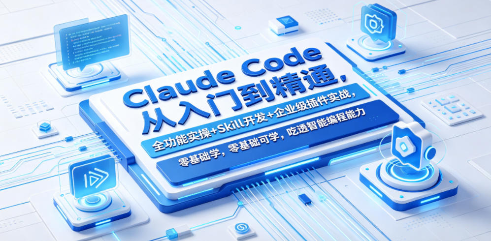 Claude Code从入门到精通，全功能实操+Skill开发+企业级插件实战，零基础可学，吃透智能编程全能力-聚合项目网