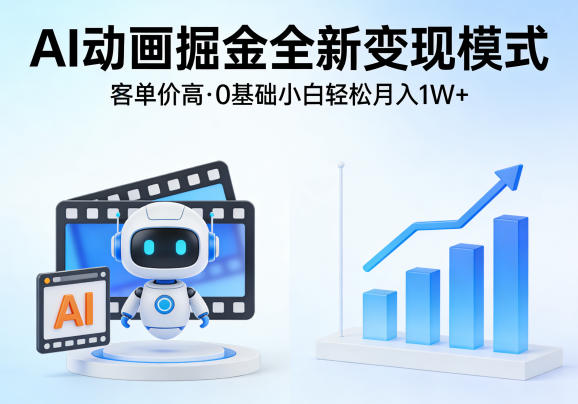 AI动画掘金全新变现模式，客单价高，0基础小白也能轻松月入1W+-聚合项目网