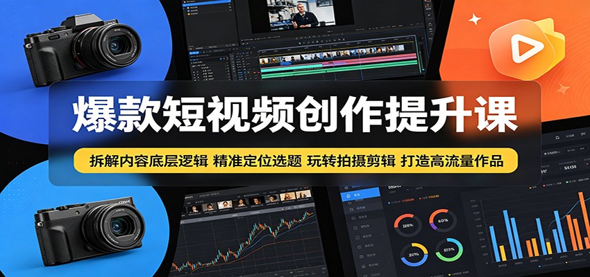 爆款短视频创作提升课：拆解内容底层逻辑，精准定位选题玩转拍摄剪辑打造高流量作品-聚合项目网