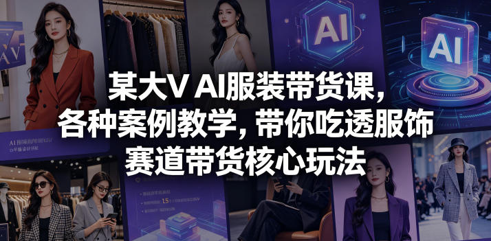 某大V AI服装带货课，各种案例教学，带你吃透服饰赛道带货核心玩法-聚合项目网