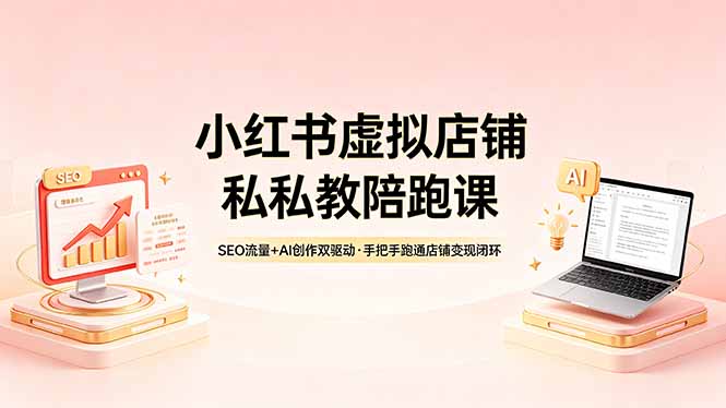 小红书虚拟店铺私教陪跑课，SEO流量+AI创作双驱动，手把手跑通店铺变现闭环-聚合项目网