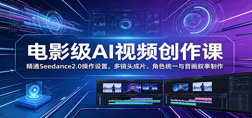 电影级AI视频创作课：精通Seedance2.0操作设置，多镜头成片、角色统一与音画叙事制作-聚合项目网