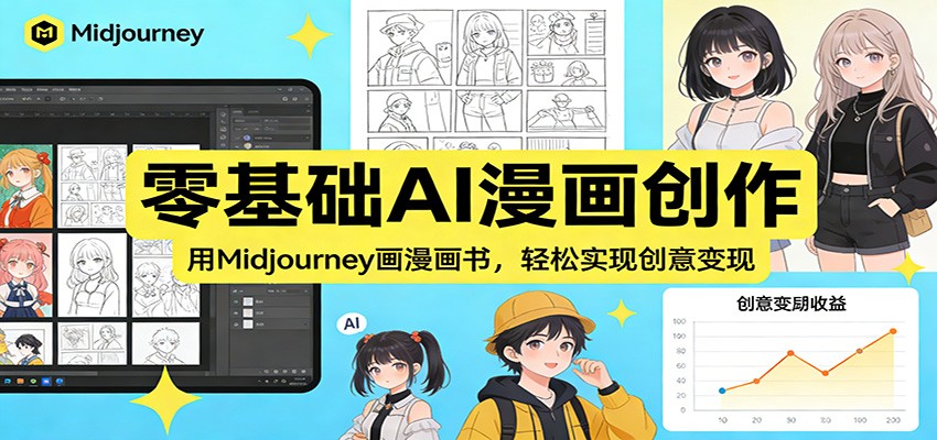 图片[1]-零基础AI漫画创作：用Midjourney画漫画书，轻松实现创意变现-聚合项目网