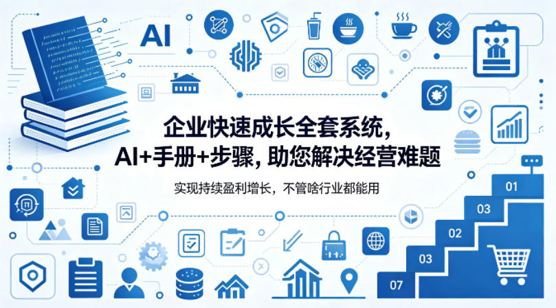 企业快速成长全套系统，AI+手册+步骤，助您解决经营难题，实现持续盈利增长，不管啥行业都能用-聚合项目网