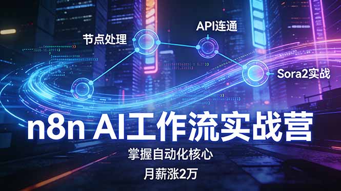 n8n AI工作流实战营，节点处理+API连通+Sora2实战，掌握自动化核心月薪涨2万-聚合项目网