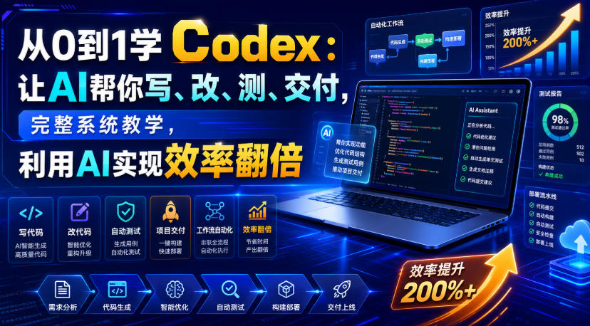 从0到1学Codex：让AI帮你写、改、测、交付，完整系统教学，利用AI实现效率翻倍-聚合项目网