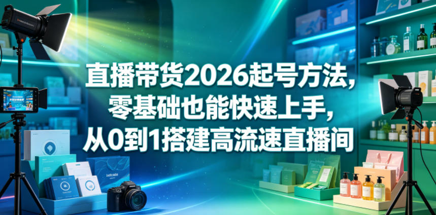 直播带货2026起号方法，零基础也能快速上手，从0到1搭建高流速直播间-聚合项目网
