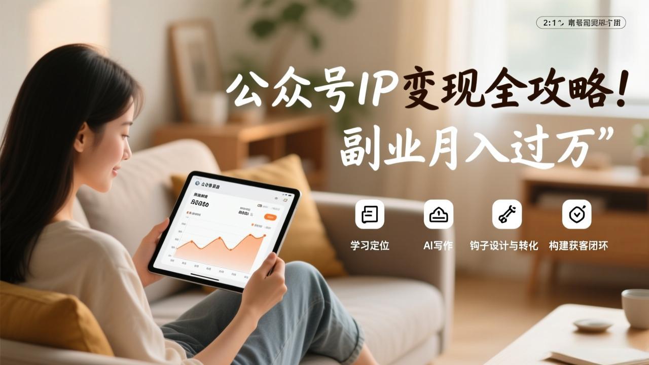 公众号IP变现全攻略，学习定位、AI写作、钩子设计与转化，构建获客闭环，副业月入过万-聚合项目网