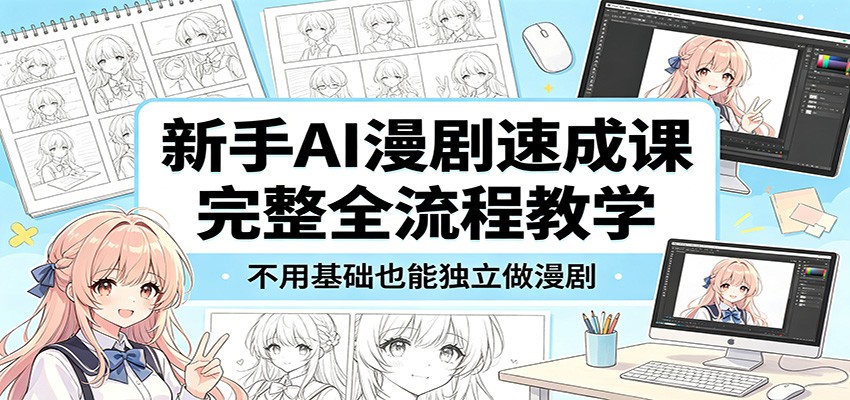 新手AI漫剧速成课：完整全流程教学，不用基础也能独立做漫剧-聚合项目网