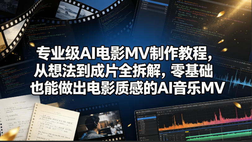 专业级AI电影MV制作教程，从想法到成片全拆解，零基础也能做出电影质感的AI音乐MV-聚合项目网