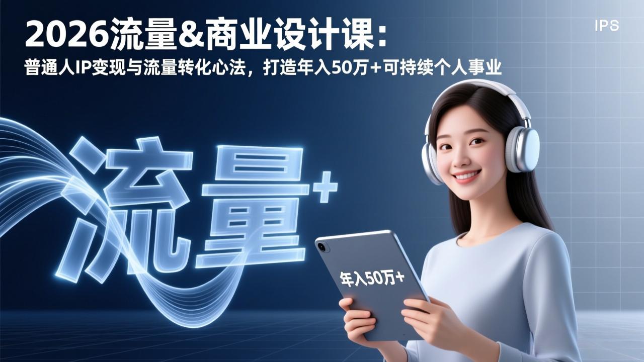 2026流量&商业设计课：普通人IP变现与流量转化心法，打造年入50万+可持续个人事业-聚合项目网