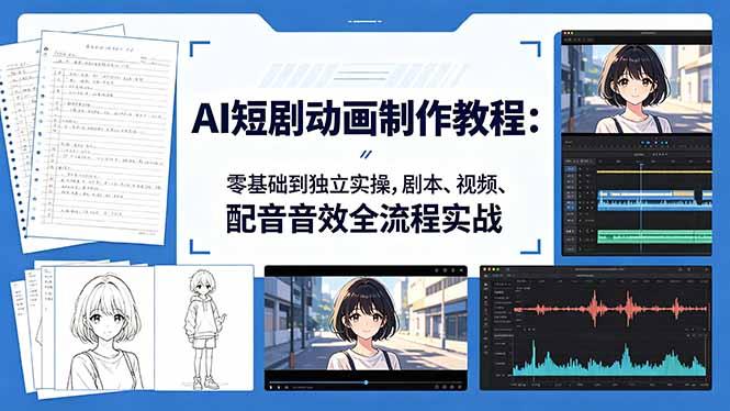 AI短剧动画制作教程：零基础到独立实操，剧本、视频、配音音效全流程实战-聚合项目网