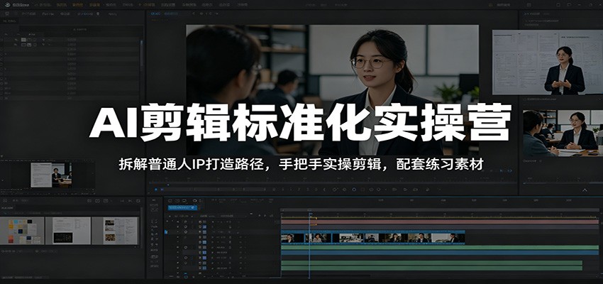 AI剪辑标准化实操营：拆解普通人IP打造路径，手把手实操剪辑，配套练习素材-聚合项目网