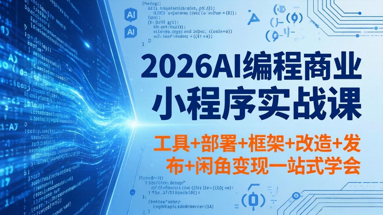 2026AI编程商业小程序实战课，工具+部署+框架+改造+发布+闲鱼变现一站式学会-聚合项目网
