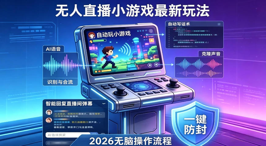2026年AI无人直播小游戏全流程，不违规不封号，开启创业副业增收之路，小白月入1w+【揭秘】-聚合项目网