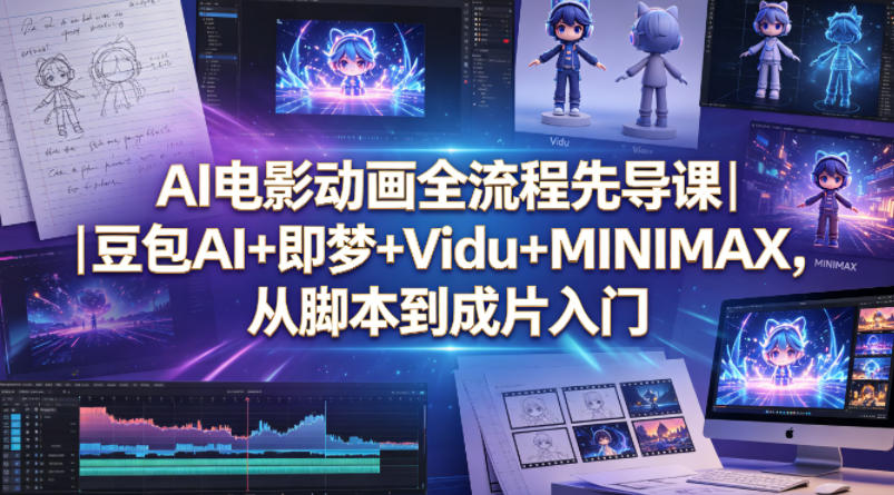 AI电影动画全流程先导课｜豆包AI+即梦+Vidu+MINIMAX，从脚本到成片入门-聚合项目网