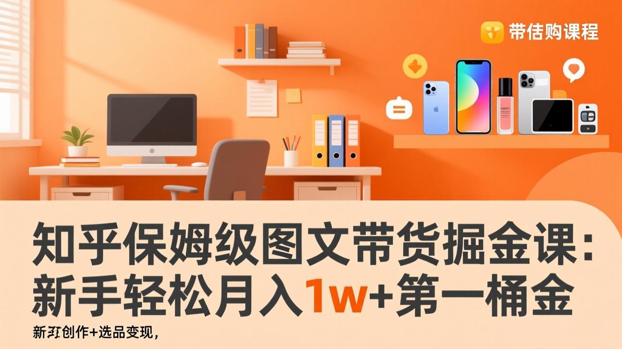 知乎保姆级图文带货掘金课：账号打造+爆文创作+选品变现，新手轻松月入1w+第一桶金-聚合项目网