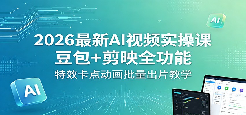 2026最新AI视频实操课：豆包+剪映全功能，特效卡点动画批量出片教学-聚合项目网