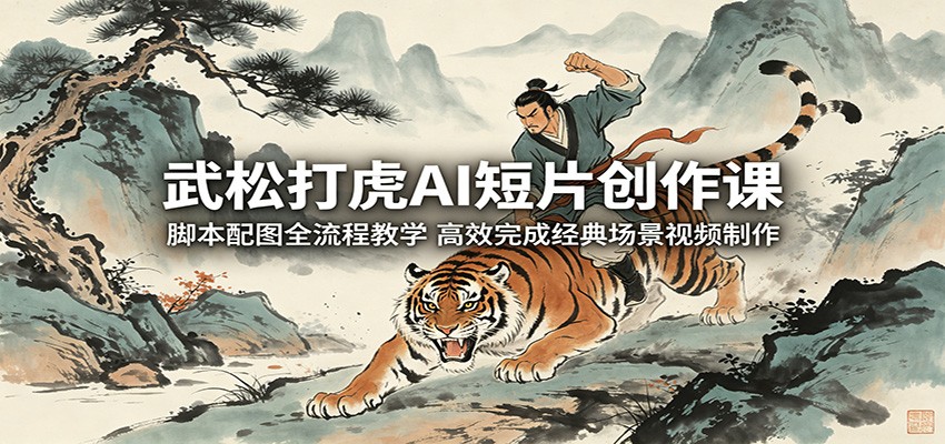 武松打虎AI短片创作课：脚本配图全流程教学，高效完成经典场景视频制作-聚合项目网