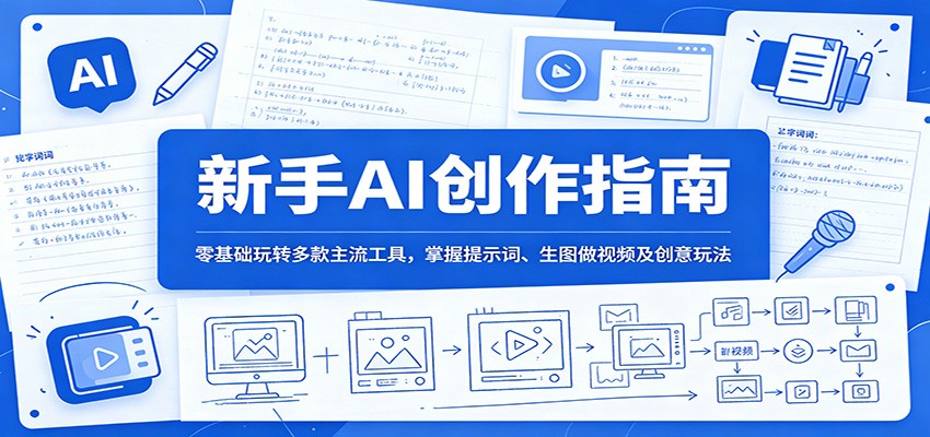新手AI创作指南：零基础玩转多款主流工具，掌握提示词、生图做视频及创意玩法-聚合项目网