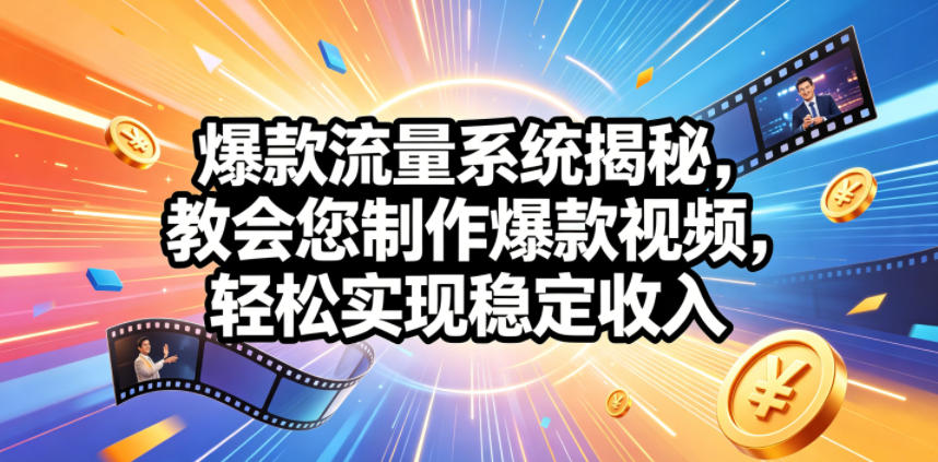 爆款流量系统揭秘，教会您制作爆款视频，轻松实现稳定收入【原创双语字幕】-聚合项目网