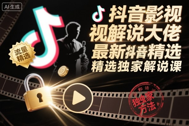 抖音影视解说大佬最新抖音进精选和独家方法，精选独家解说课(更新26年3月)-聚合项目网