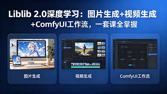 Liblib 2.0深度学习：图片生成+视频生成+ComfyUI工作流，一套课全掌握-聚合项目网