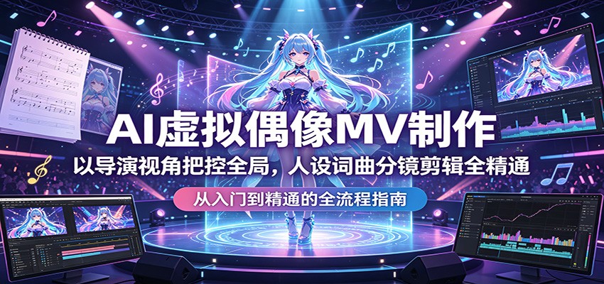 AI虚拟偶像MV制作：以导演视角把控全局，人设词曲分镜剪辑全精通-聚合项目网