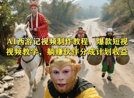 AI西游记视频制作教程，爆款短视频教学，躺賺伙伴分成计划收益-聚合项目网
