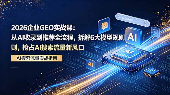 2026 企业GEO实战课：从AI收录到推荐全流程，拆解6大模型规则，抢占 AI 搜索流量新风口-聚合项目网