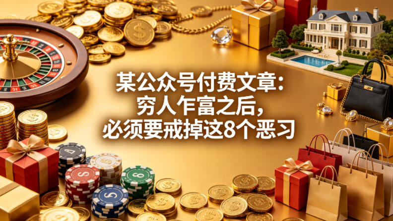 某公众号付费文章：穷人乍富之后，必须要戒掉这8个恶习-聚合项目网