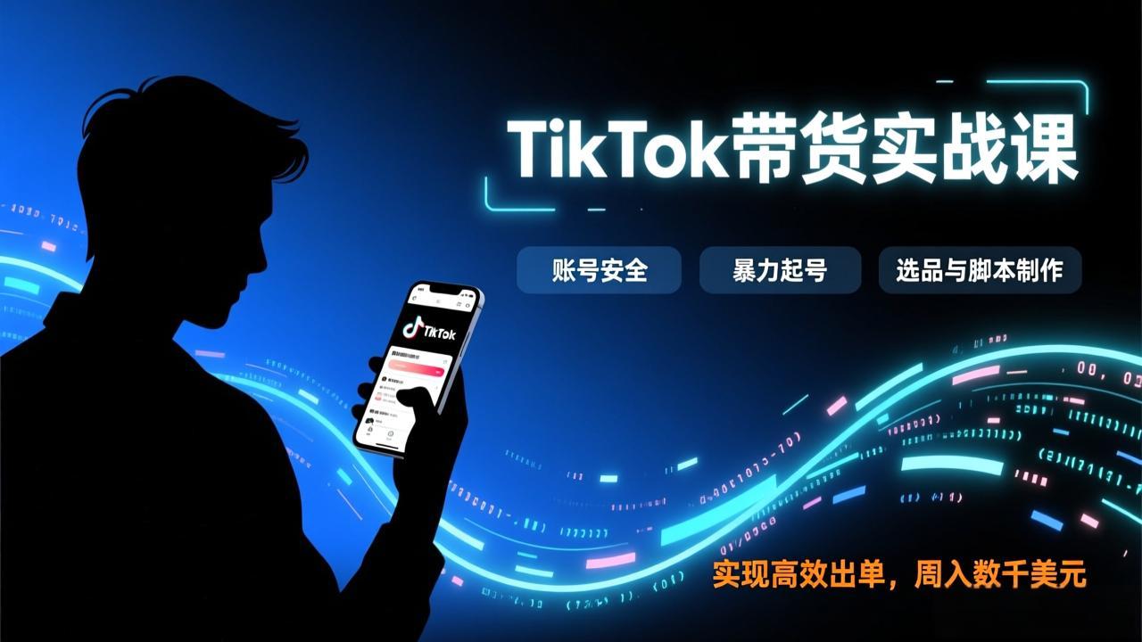 TikTok带货实战课，涵盖账号安全、暴力起号、选品与脚本制作，实现高效出单，周入数千美元-聚合项目网