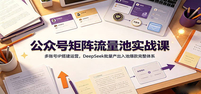 公众号矩阵流量池实战课:多账号IP搭建运营,DeepSeek批量产出入池爆款完整体系-聚合项目网