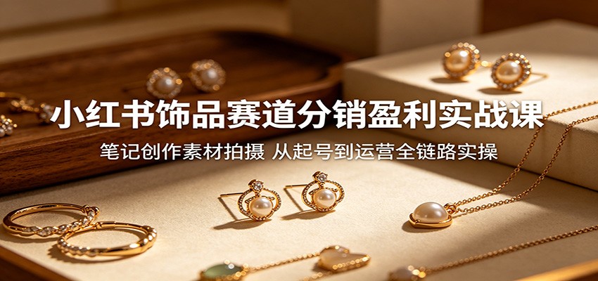 小红书饰品赛道分销盈利实战课：笔记创作素材拍摄，从起号到运营全链路实操-聚合项目网