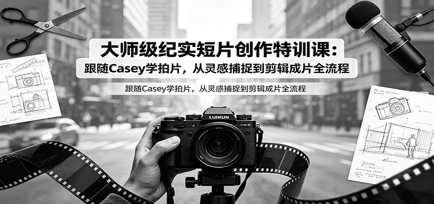大师级纪实短片创作特训课：跟随Casey学拍片，从灵感捕捉到剪辑成片全流程-聚合项目网