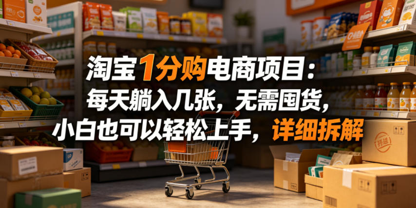 淘宝1分购电商项目：每天躺入几张，无需囤货，小白也可以轻松上手，详细拆解-聚合项目网