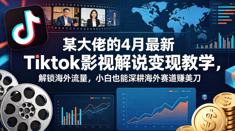 某大佬的4月最新Tiktok影视解说变现教学，解锁海外流量，小白也能深耕海外赛道賺美刀-聚合项目网