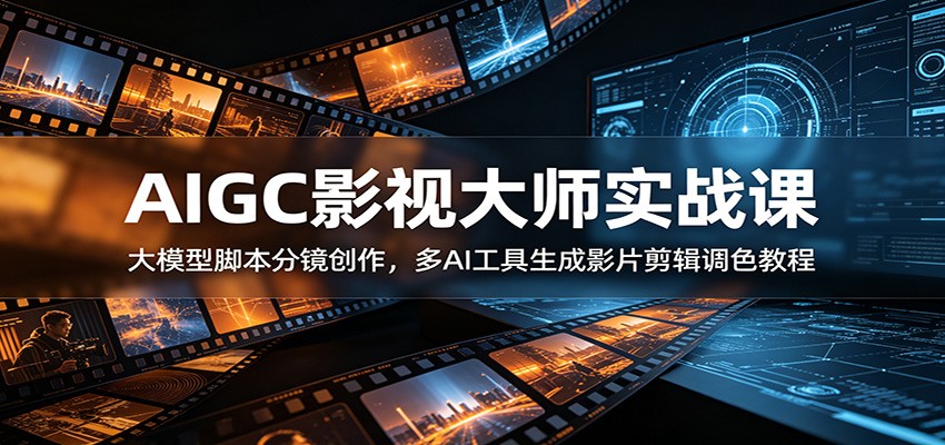 AIGC影视大师实战课:大模型脚本分镜创作,多AI工具生成影片剪辑调色教程-聚合项目网
