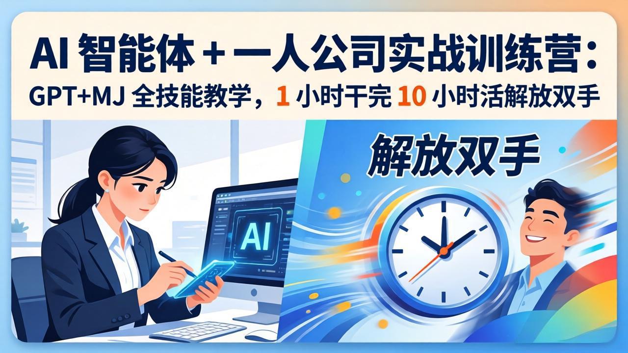 AI 智能体 + 一人公司实战训练营：GPT+MJ 全技能教学，1 小时干完 10 小时活解放双手-聚合项目网