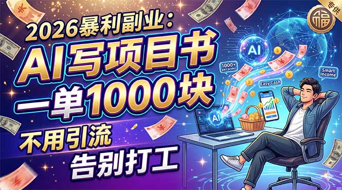 2026暴利副业：AI 写项目书，一单 1000 块，不用引流，告别打工-聚合项目网
