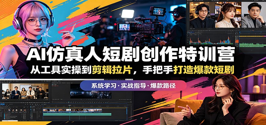 AI仿真人短剧创作特训营：从工具实操到剪辑拉片，手把手打造爆款短剧-聚合项目网