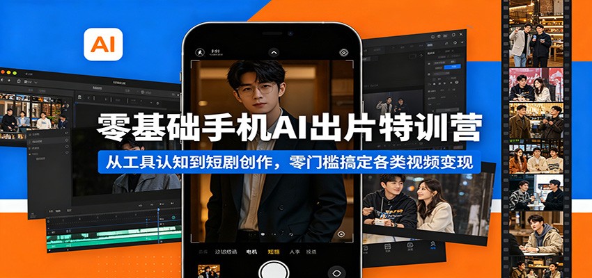 零基础手机AI出片特训营：从工具认知到短剧创作，零门槛搞定各类视频变现-聚合项目网