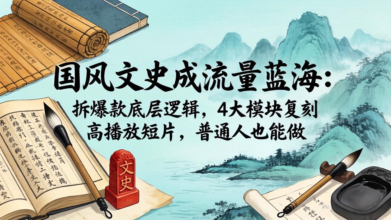 国风文史成流量蓝海：拆爆款底层逻辑，4大模块复刻高播放短片，普通人也能做-聚合项目网