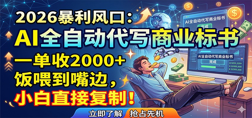 AI全自动代写商业标书，一单收2000+，饭喂到嘴边，小白直接复制-聚合项目网